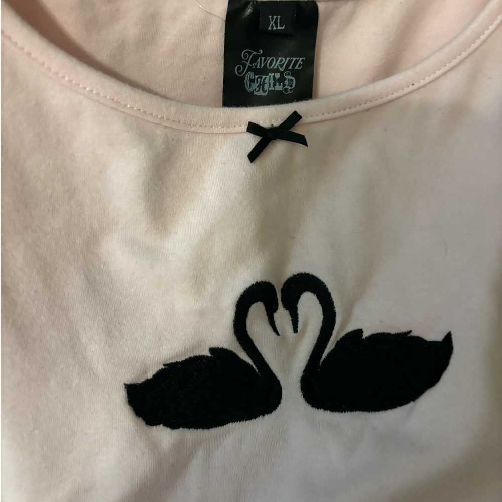 Favorite Child Collective Black Swan Pastel Pink Baby Tee/Cropped Tee, Size XL - Picture 4 of 4